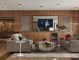 Seura Mirrored TV behind bar