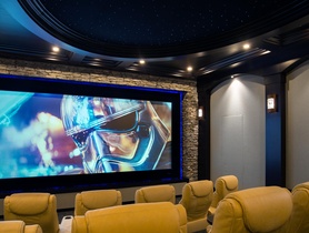 215 inch Motorized Masking Stewart Filmscreen;  JBL Synthesis II Audio Package; CinemaTech Seating; EL Design