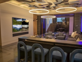 Art tv, soundbar, LED linear lighting, small aperture speakers, invisible speakers, shades, lutron, savant,