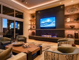 Josh.ai control with Lutron Ketra downlights, Lumaris tape light, Leon speakers, and a Sony display.