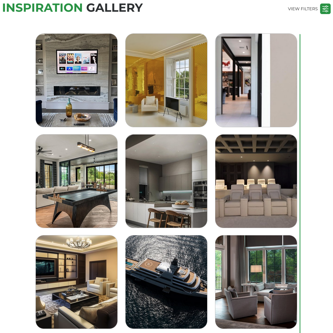 HTA's Inspiration Gallery for luxury residential technology installation projects