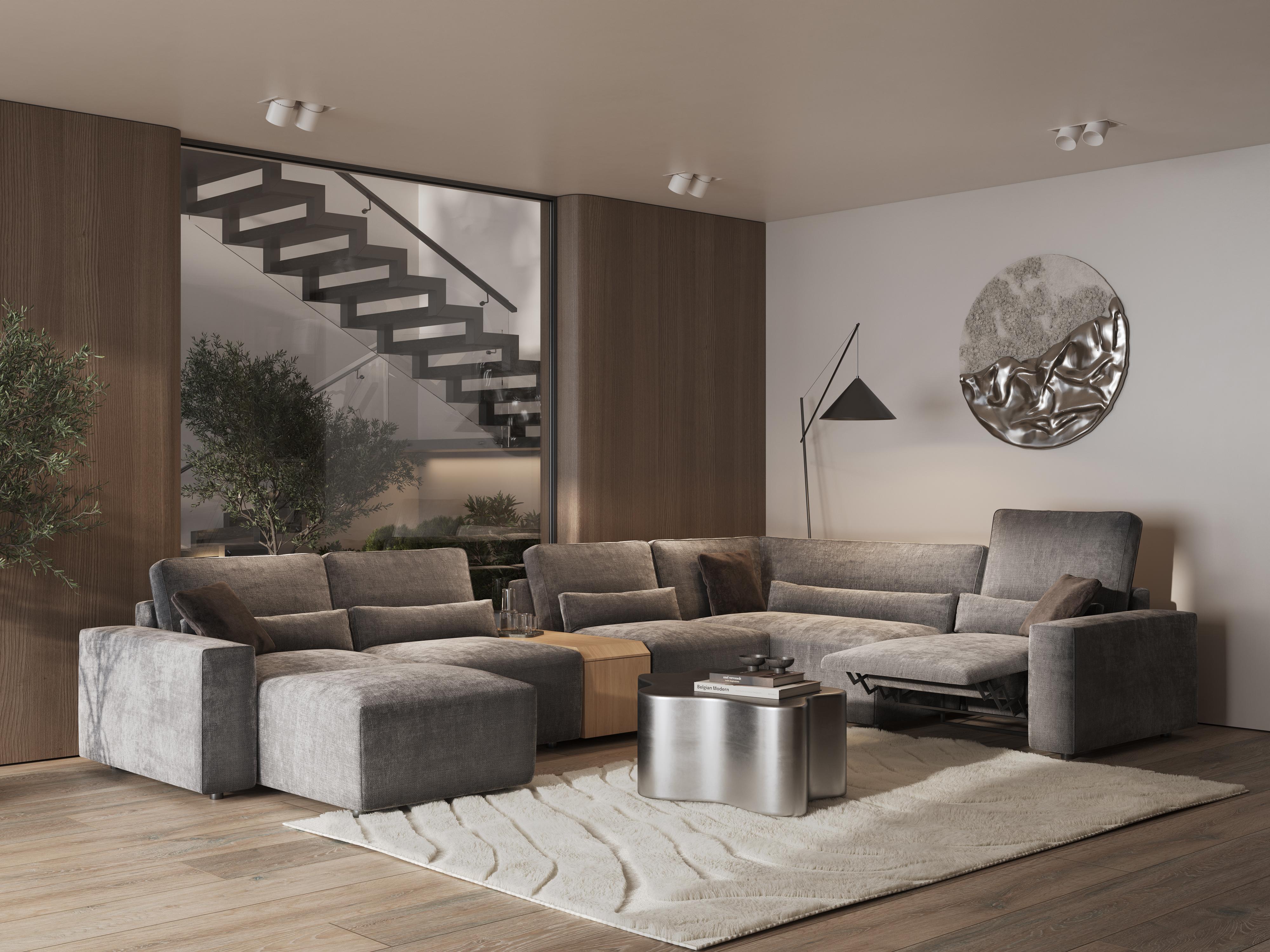 CINEAK luxury seating LARGO is a comfortable, design-driven and fully motorized sofa, which features a triple motorized mechanism.