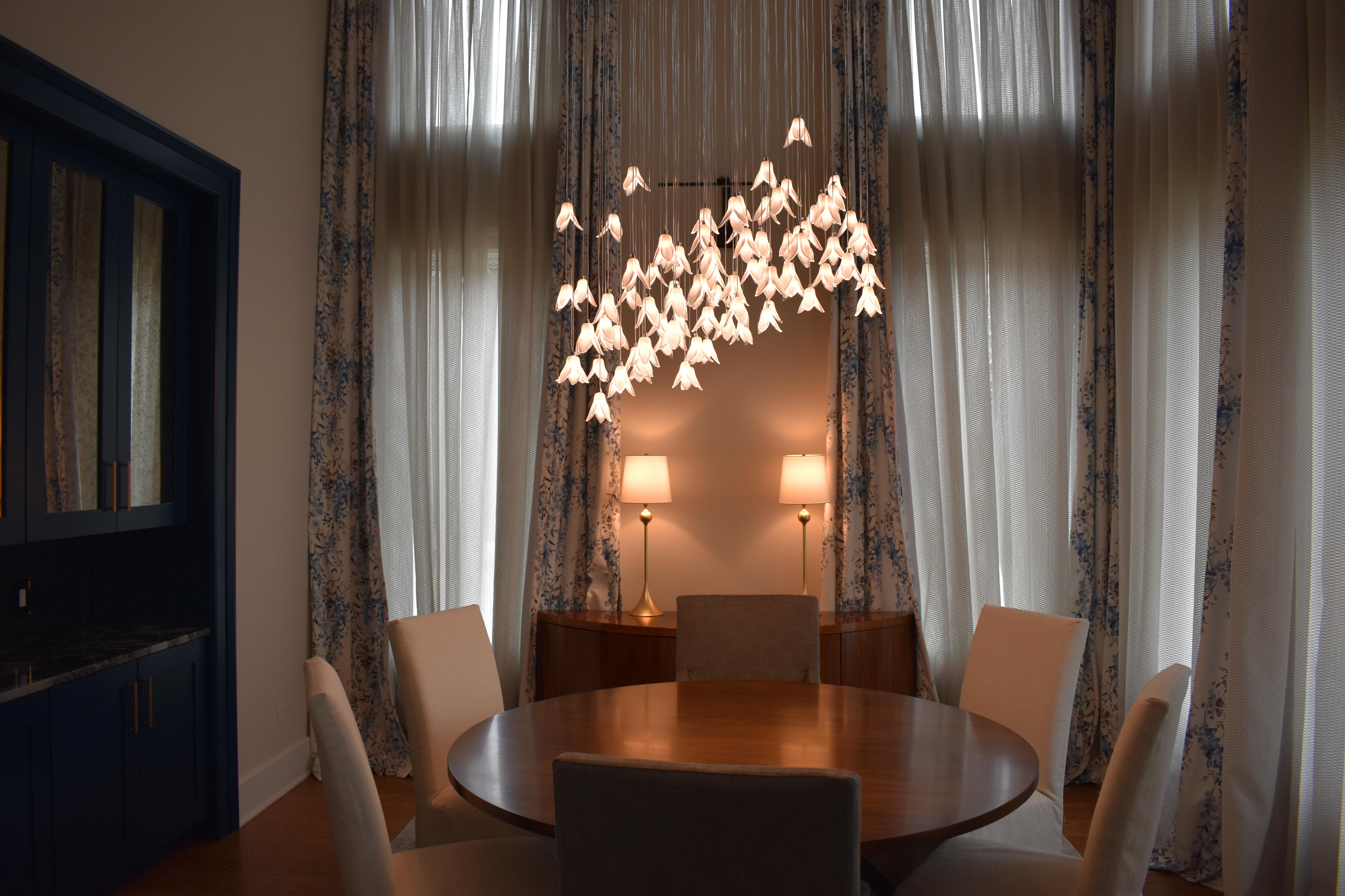 SB Comm Inc This beautiful, elegant dining room control, lighting, and window treatments with Lutron and invisible speaker