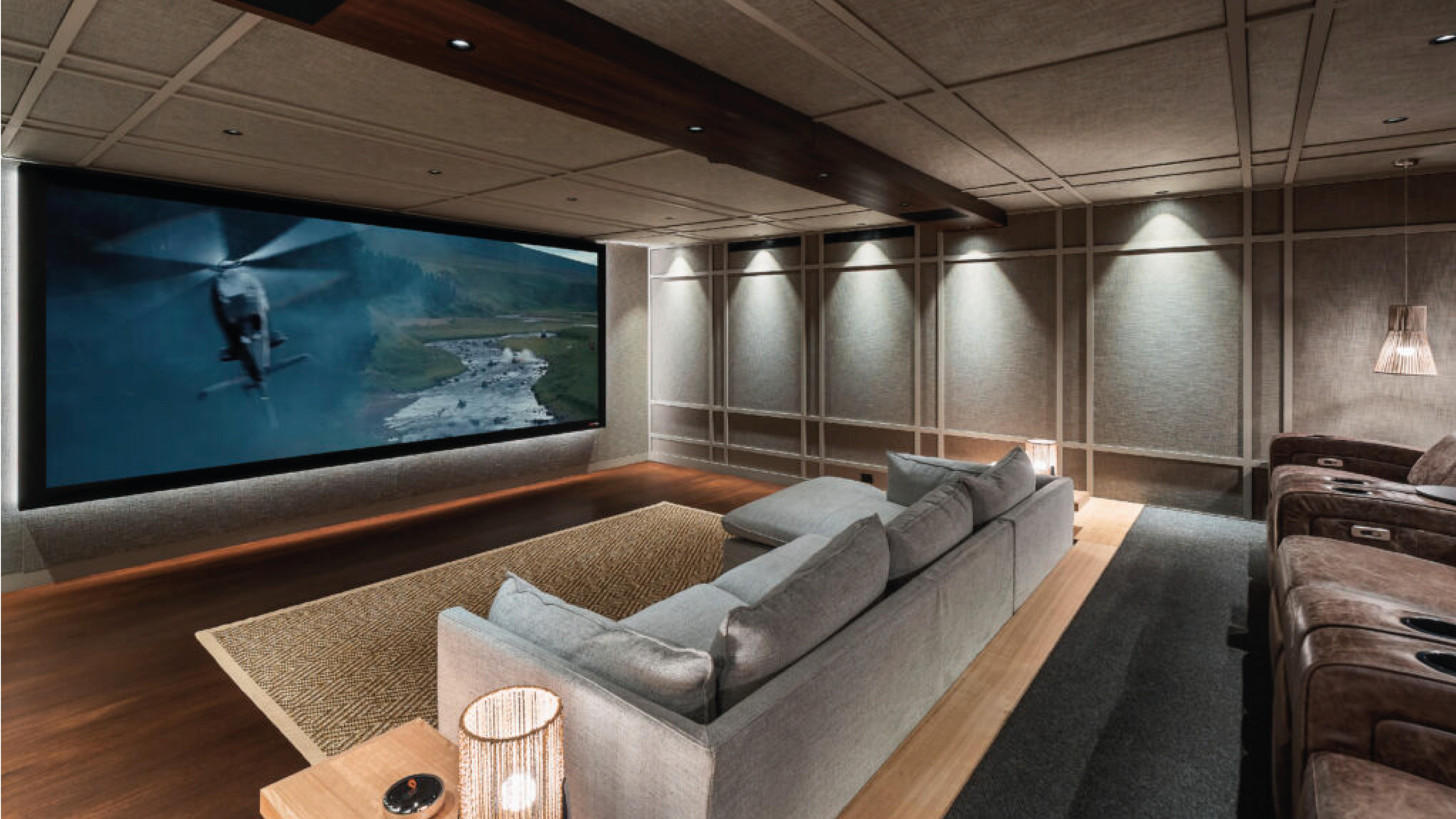 StormAudio The room’s 9.4.6 Elementi setup delivers 3D sound, driven by the StormAudio EVO 20 processor.